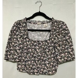 Levi's‎ Floral Crop Top Blouse XS Square Neck Puff Sleeve Cottagecore Milkmaid